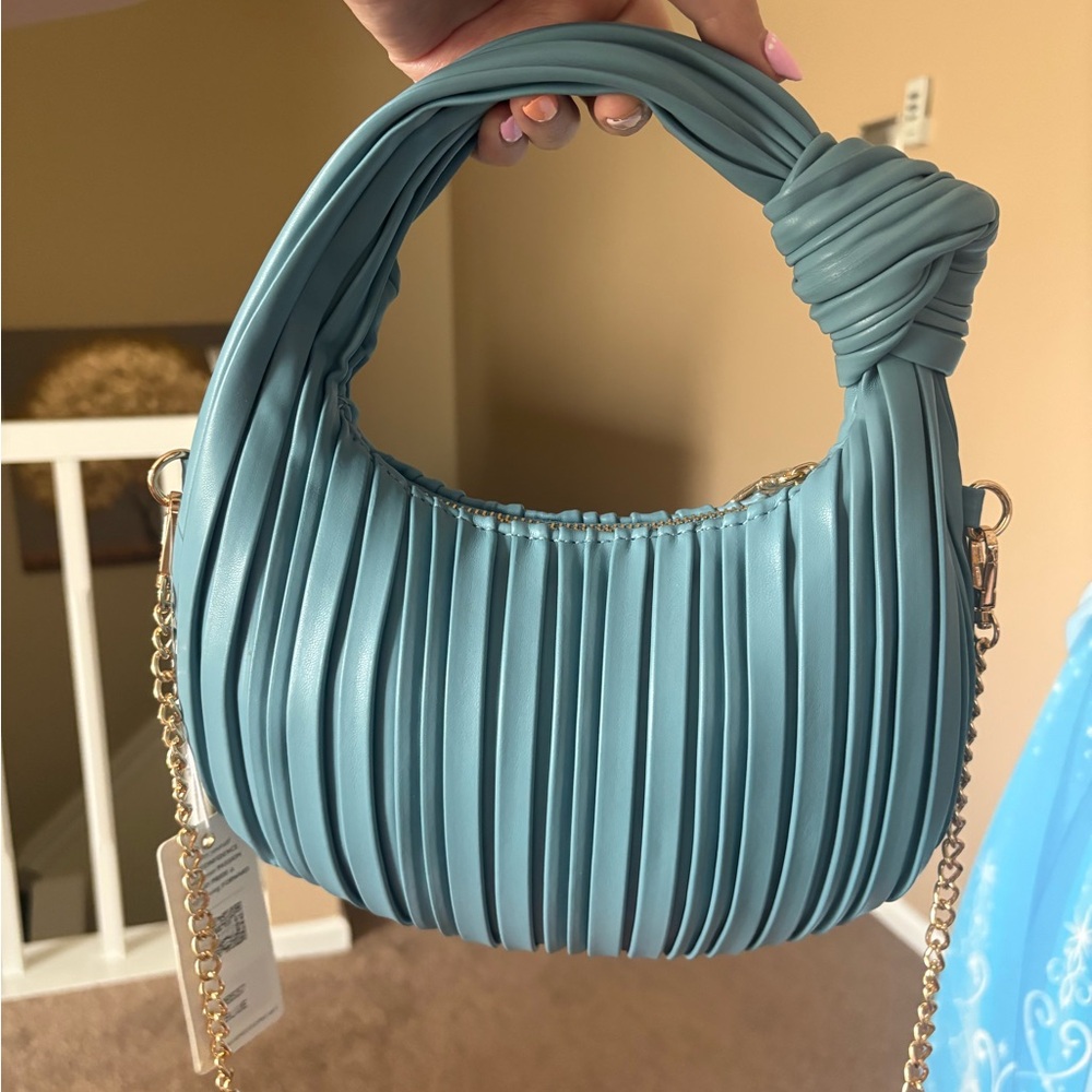 Elegant Blue Pleated Handbag-Urban Expressions